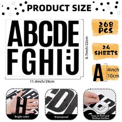 24 Sheets Letter Stickers Bulletin Board Letters Large 4 Inch Vinyl Alphabet Sti
