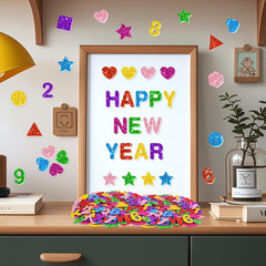 784 Pcs Foam Letter Stickers Glitter, Self-Adhesive Glitter Alphabet Stickers 1