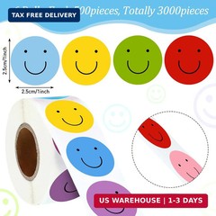 Outus 3000 Pcs Smile Stickers 1 Inch Happy Smile Face Motivational Chart Sticker