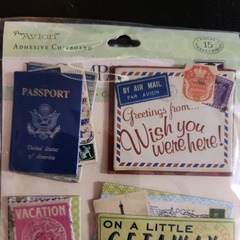 Travel Scrapbook Sticker Lot Chipboard, Puffy, flat, adventure