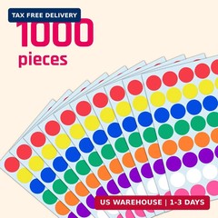 1000 Pack, 1 inch – Colored Round Circle Dot Stickers, Garage Yard Sale Price St