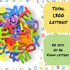 1300 Pcs Foam Letters Stickers for Crafts- 8 Colors of Alphabet Foam Sticky L…