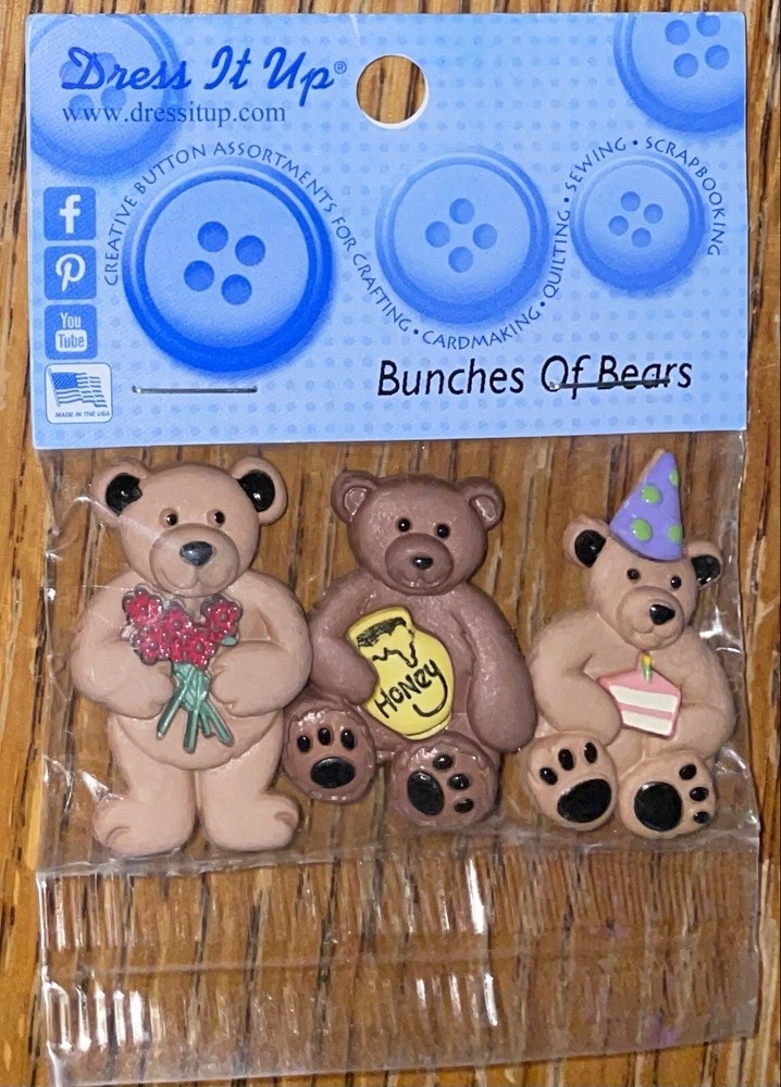 Dress it up Memory Mates-Bunches Of Bears-Birthday Roses Scrapbook Embellishment