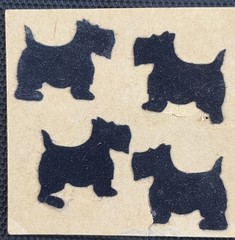 VINTAGE SANDYLION FUZZY BLACK SCOTTY DOG STICKER 4.25 SHIPS ALL