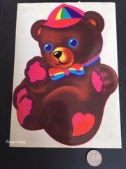 Vintage 80’s Lisa Frank JUMBO Sticker- Classic Teddy Bear 1984 7″ x 10″ RARE
