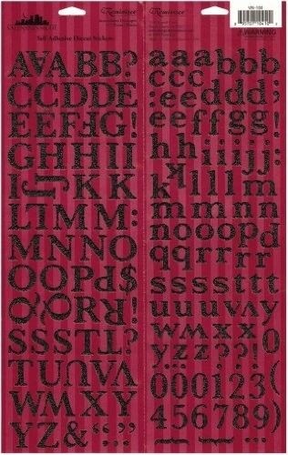 Valentine’s Night Specialty Cardstock Stickers 8.5×12″ Sheet-Black Glitter Alpha