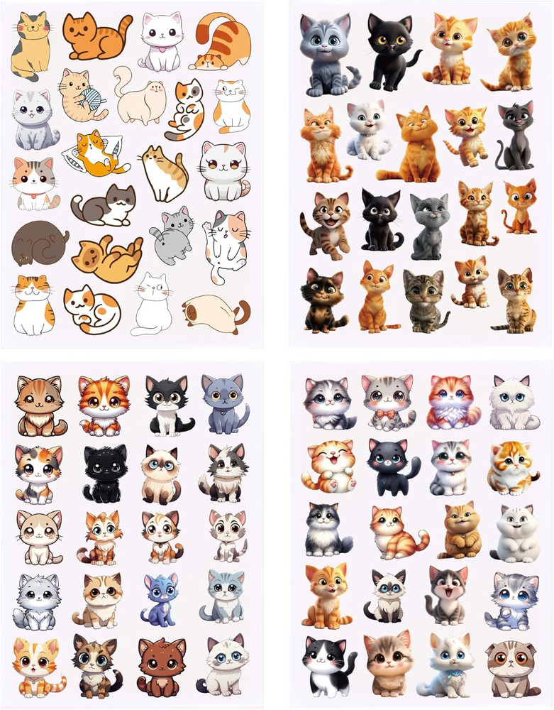 405 PCS Cute Cat Sticker, 20 Sheets Scrapbook Stickers, Kawaii Stickers for Scra