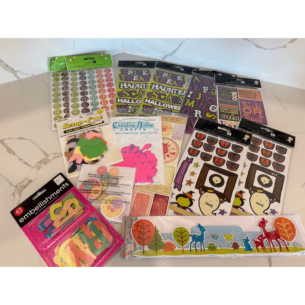 HUGE LOT of NEW Embellishment and Chipboard Craft Scrapbooking