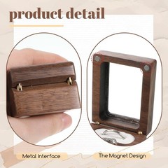 Wedding Ring Box 3 Slot, Wooden Ring Box with Clasps Solid Wood Rectangle Rin…