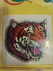 Vintage 1980s NOS Prism Tiger Head Sticker NIP Sparkle Stick Ons 3×2 Star Bright