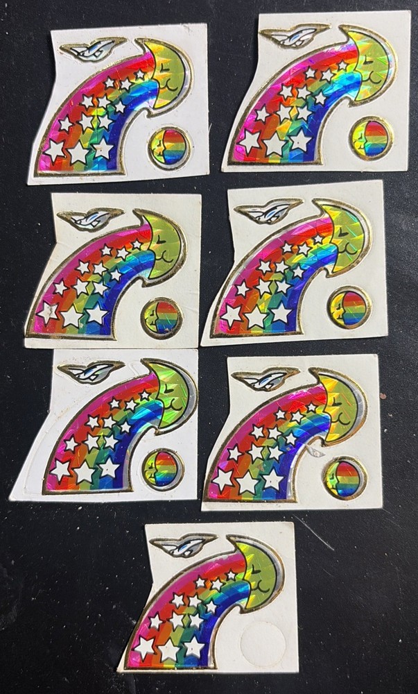 7 VINTAGE 80’S PRISM MOON STICKERS