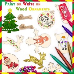 ricluck 50PCS Unfinished Wooden Christmas Ornaments, 10 Styles Unfinished Cra…