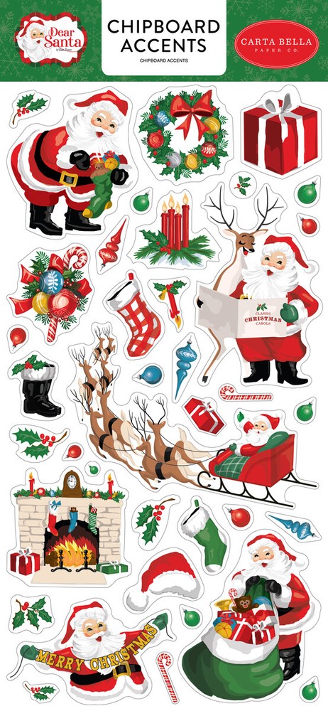 Carta Bella Paper DEAR SANTA 6×13 Sheet of Chipboard Accents