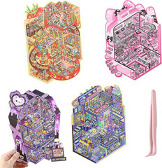 Miniature Scene 20 Sets DIY 3D Stickers Horror Adventure Theme for Mini House