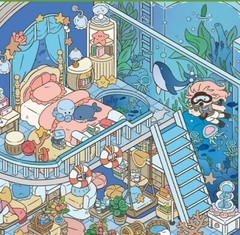 DIY Scene Sticker Aquarium / Ocean Theme Stickers Gift for Adult Relief Stress