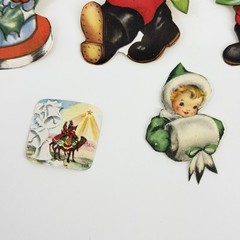 Vintage Christmas Stickers Victorian Santa Angels Lot Candle Dog Elf Kitten Snow