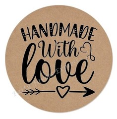 HANDMADE WITH LOVE KRAFT ENVELOPE SEALS LABELS STICKERS SMALL BUSINESS