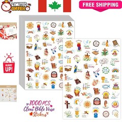1000 PCS Bible Verse Stickers – Clear Inspirational Decals for Scrapbooking