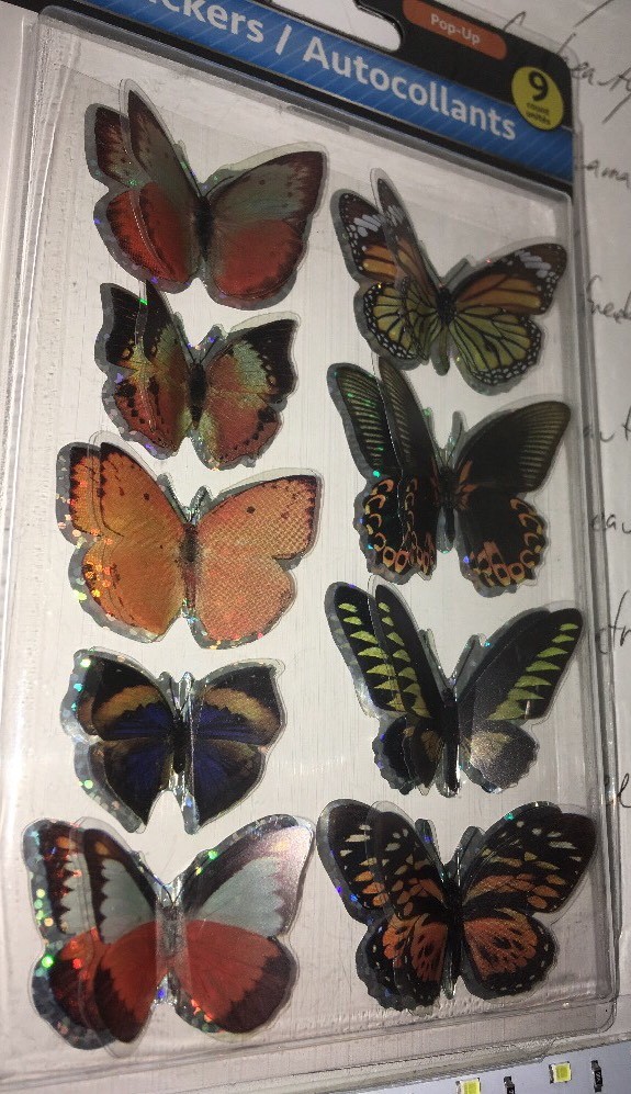 jot Butterflies Orange/Black Silver Holo 9ct BUTTERFLY Stickers w/3-D Wings BNIP