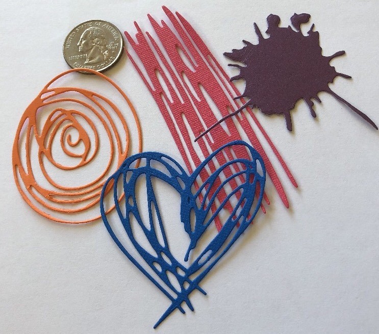 SCRIBBLE MARK Die-Cuts(8pc)4 Sizes•Splat•Oval•Heart•Doodle•Colorful*Card Making