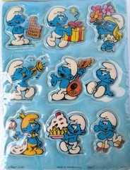 Vintage Puffy Stickers Smurfs Sheet 1980s Unopened