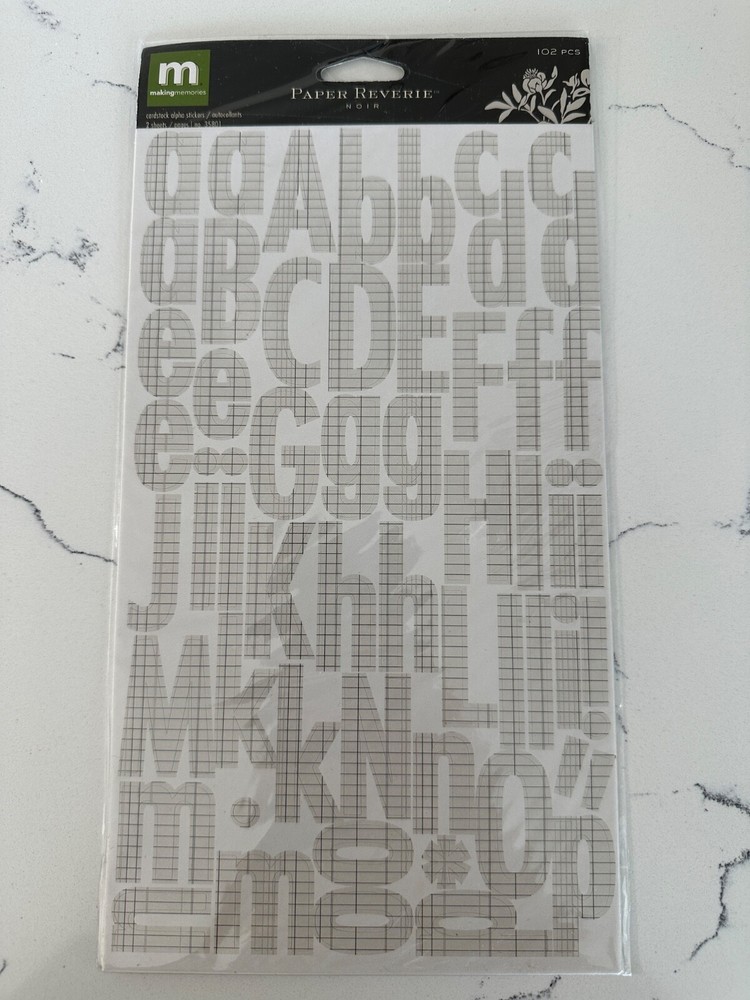 Making Memories Card stock Alpha Stickers Paper Reverie Noir 102PC Scrapbooking