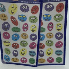 5 Mello Smello Holographic Stars Faces Smiley Sheet Sticker Package Lot “As Is”