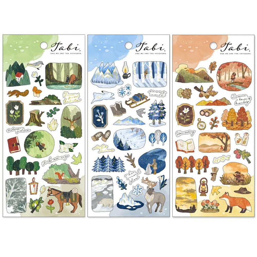 Mind Wave Sticker Sheet Set of 3 – Nature Countryside Green, White & Brown