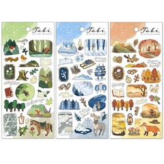 Mind Wave Sticker Sheet Set of 3 – Nature Countryside Green, White & Brown