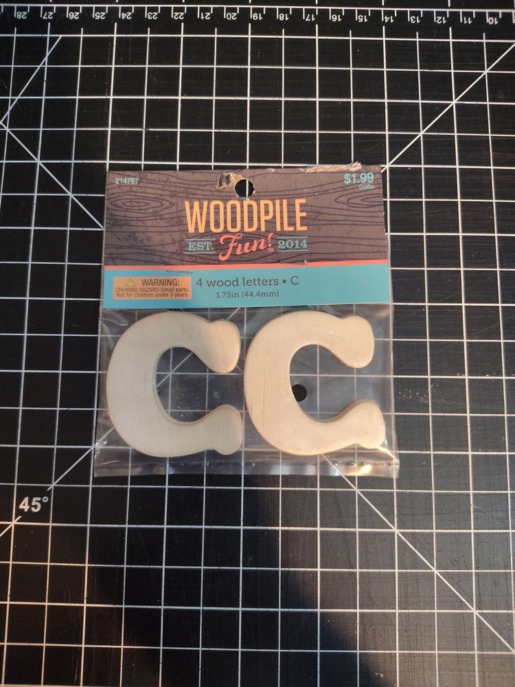 Hobby Lobby Woodpile 1.75” Wood Letters (4 Pieces Of Letter C) Still Sealed New