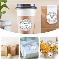 2″ Round Classic Retro Stickers Thank You for Supporting Our Small 2 inch White