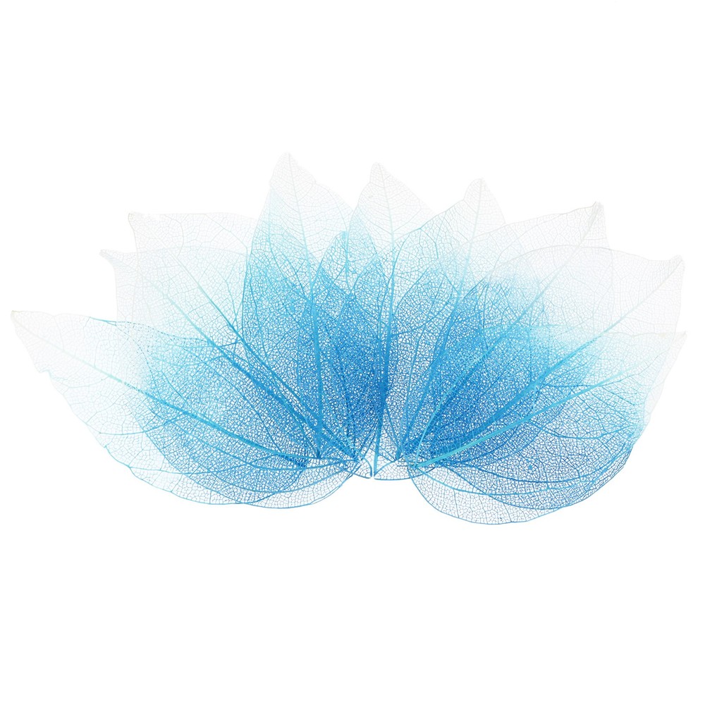 200-Pack Skeleton Leaves, Natural Rubber Leaves Vein[4-6cm, Dark Light Blue]