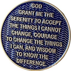 1 Year AA Medallion Reflex Antique Blue Color Bronze Sobriety Recovery Chip Coin
