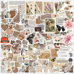 120Pcs Vintage Stickers, Waterproof Scrapbook Aesthetic Sticker for Daily Planne