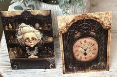 HALLOWEEN SPOOKY Set Of 2 Junk Journal Art Cards Scrapbook Card Topper Crafts
