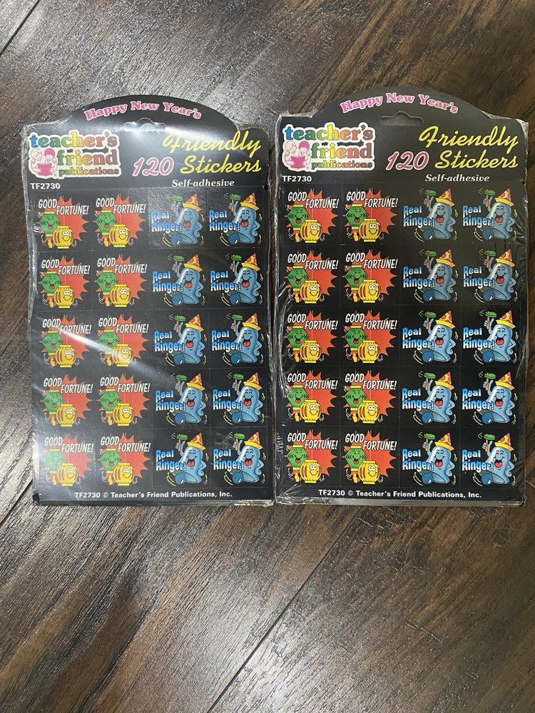 VTG 1995 Happy New Years Sealed Package Stickers Lot Of 2 Teachers Friend