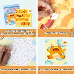 4 PCS Sticker by Number Sticker Paint Books for Boys Girls Ages 4-8 Ocean Veh…