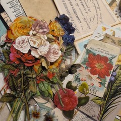 Vintage Scrapbooking/ Junk Journaling Mixed Lot Multicolor Floral