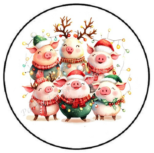 CHRISTMAS PIGS CHRISTMAS LIGHTS ENVELOPE SEALS LABELS STICKERS PARTY FAVORS
