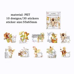 30pcs Flower Fairy PET Scrapbooking Stickers Fantasy Angel Elf Diary Decals DIY