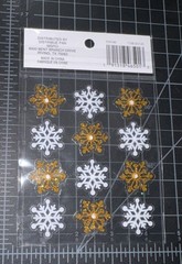 RECOLLECTIONS CHRISTMAS STICKERS GLITTER SNOWFLAKES 12 PC Gold & White