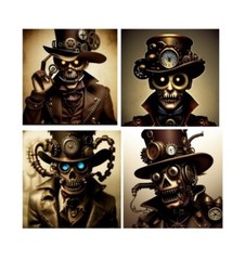 8 Set Scary Skeleton Steampunk Tags Junk Journal Scrapbook USA Seller