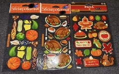 10 Packs Sticker Lot Stickers 3d Puffy Glitter Halloween Thanksgiving Pumpkins