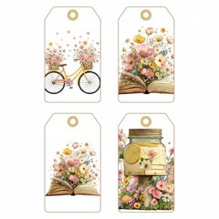 16 Pcs Spring Scene’s Tags Junk Journals Scrapbook USA