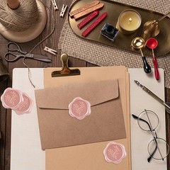 100Pcs Eucalyptus Wax Seal stickers pink Self Adhesive Envelope Seal Stickers