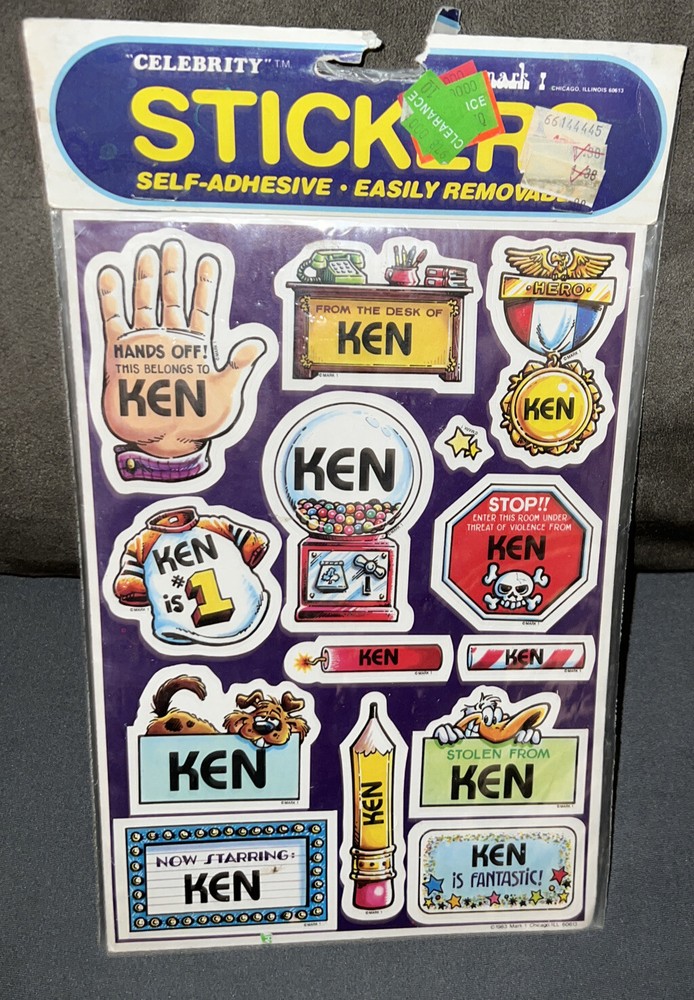 Ken – True Vintage NOS Celebrity Stickers Self-Adhesive/Removable by Mark I
