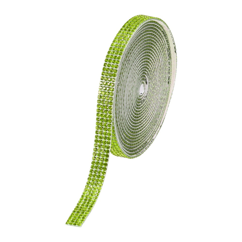 0.35 Inch Self Adhesive Rhinestone Strips 3 Yard for Crafts,Light Green