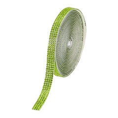 0.35 Inch Self Adhesive Rhinestone Strips 3 Yard for Crafts,Light Green