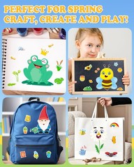 Spring Make-a-Face Stickers for Kids 48 Sheets Mix ‘n Match Cute Spring Craft…