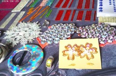 Craft Embellishments Lot Hologram/Prism Junk Jewelry, Bling Rhinestone Stick-Ons